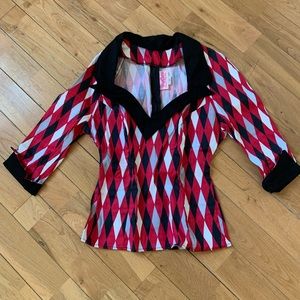 Pinup Couture XS harlequin Doris top